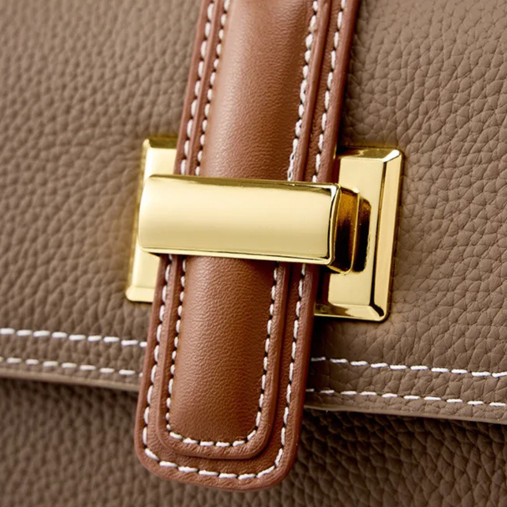 Bolso De Cuero Auténtico Mano Elegante Diario Catania