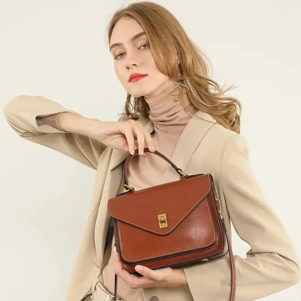 Bolso de Cuero Auténtico Elegante y Práctico Nápoles